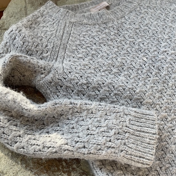 size S Banana Republic Aran style cable knit grey merino/alpaca/acrylic - Picture 6 of 11